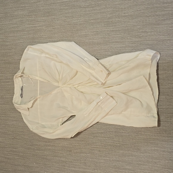 Zara Dresses & Skirts - Zara White Ruched Shirt Dress